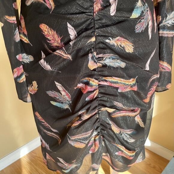 𝅺Rachel Zoe Sloane Feather Print Dress Size 6 - Picture 7 of 16